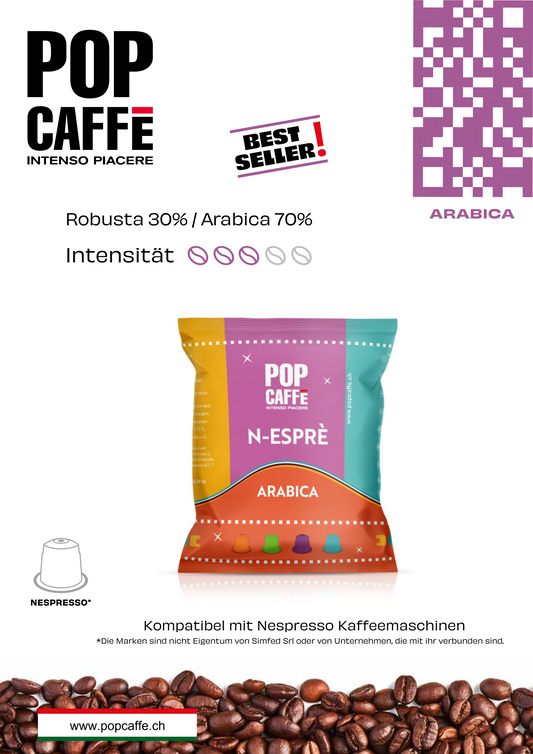 Kapseln N-Esprè Miscela Arabica

Kompatibel mit Nespresso*-Maschinen

Miscela Arabica kombiniert Arabica-Bohnen aus Mittel- und Südamerika mit einem feinen, likörartigen Geschmack und Robusta-Kaffees aus Zentral- und Südasien. Das Ergebnis ist ein Kaffee mit einem eleganten, likörartigen Aroma und einem kräftigen, würzigen Geschmack. Die Kapseln sind mit Nespresso-Maschinen kompatibel und werden zur Bewahrung des vollen Aromas in einer dreifach beschichteten Aluminiumverpackung unter Schutzatmosphäre versie