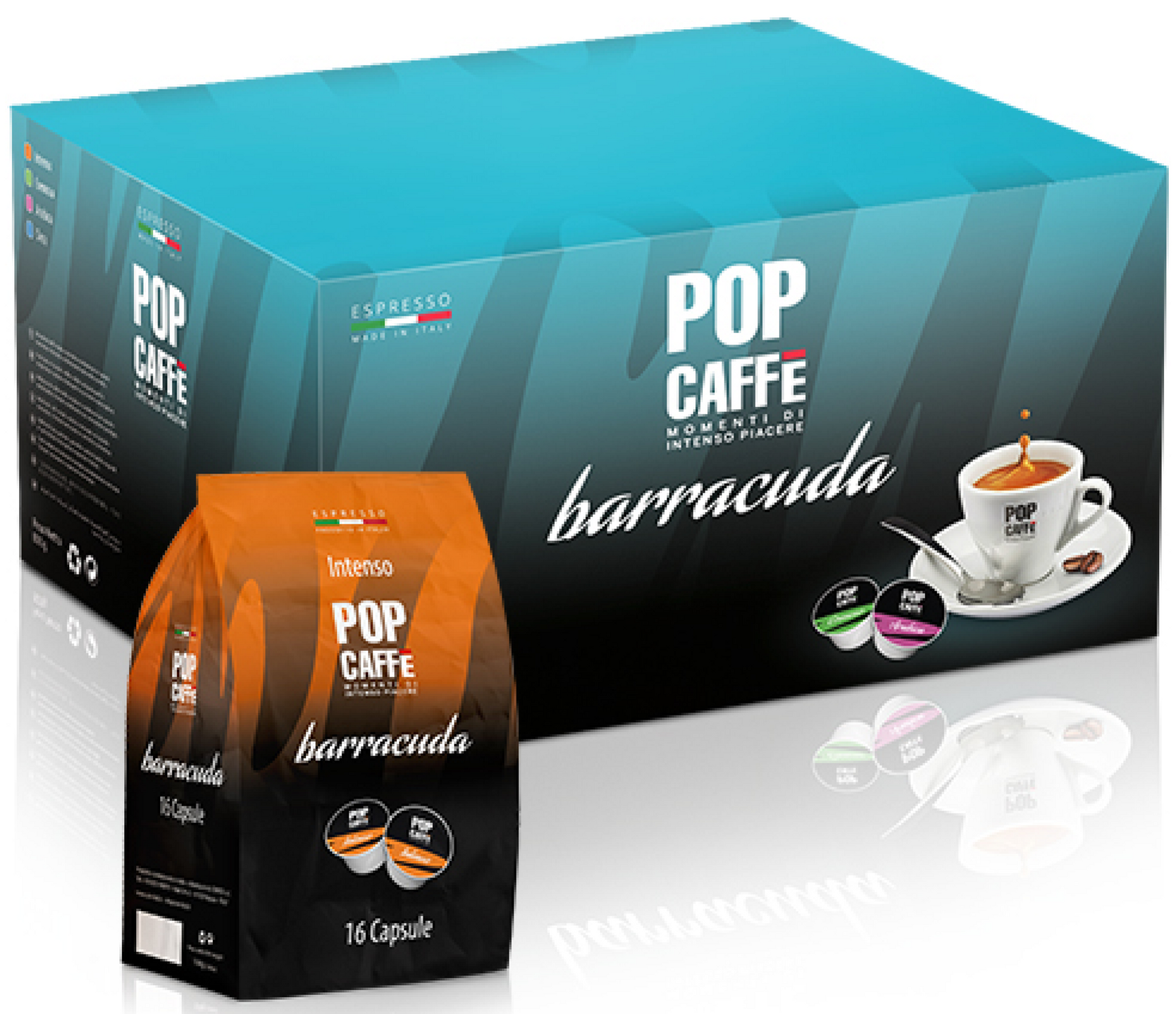 Die Barracuda-Kapseln sind speziell für die Barracuda-Maschine entwickelt, das neueste Modell aus dem Hause Pop Caffè. Die Barracuda-Maschine arbeitet ausschließlich mit diesen originalen Barracuda-Kapseln im Barracuda-System und garantiert damit ein perfektes Geschmackserlebnis.