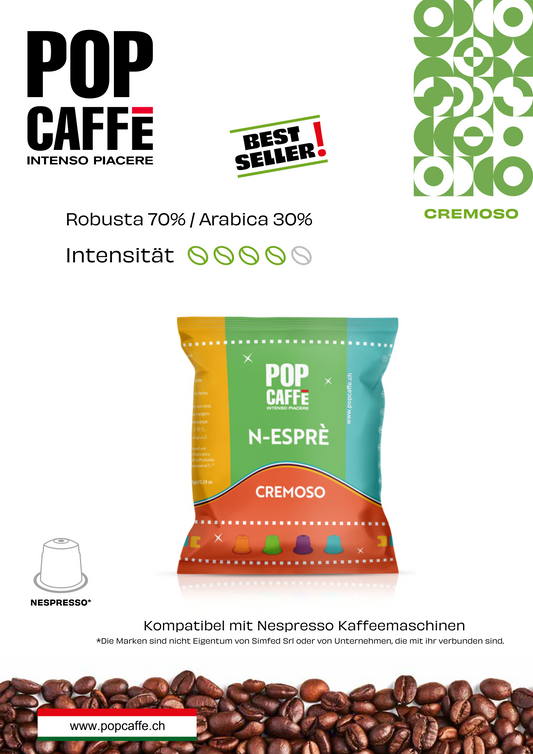 Kapseln N-Esprè Miscela Cremoso

Kompatibel mit Nespresso*-Maschinen

Miscela cremoso vereint kräftige Kaffees aus Südostasien mit Aromen von gerösteten Mandeln und feine Arabicas aus Mittelamerika. Das Ergebnis ist ein vollmundiger Kaffee mit einem Nachgeschmack von Schokolade, sowie Anklängen von Mandel und Vanille. Die Kapseln sind mit Nespresso-Maschinen kompatibel und werden zur optimalen Erhaltung des Aromas in einer dreifach beschichteten Aluminiumverpackung unter Schutzatmosphäre versiegelt.