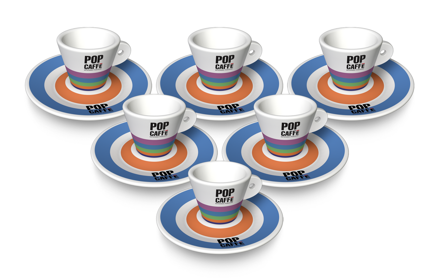 Set mit 6 Kaffeetassen und Untertassen.