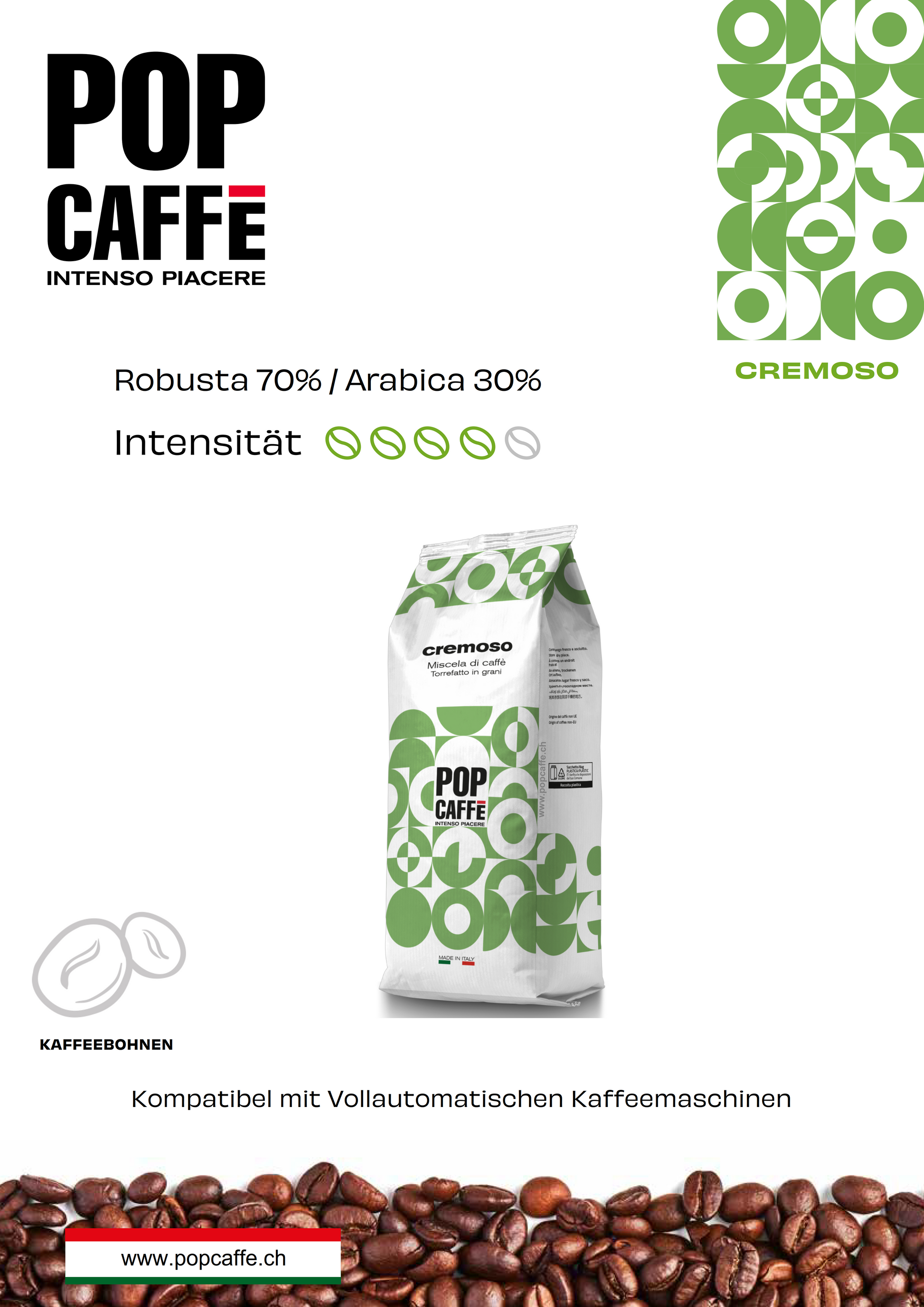 Miscela Cremoso vereint kräftige Kaffees aus Südostasien mit Aromen gerösteter Mandeln und hochwertigen Arabicas aus Mittelamerika. Das Ergebnis ist ein Kaffee mit einem Nachgeschmack von Schokolade und feinen Noten von Mandel und Vanille.
