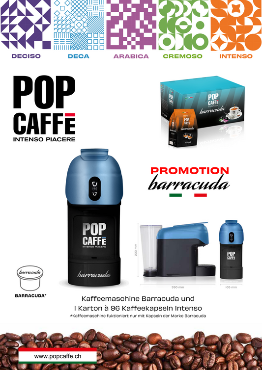 Die Barracuda Kaffeemaschine ist kompakt und komfortabel, ideal für jeden Raum dank ihrer geringen Größe. Mit herausnehmbarer Tropfschale und Wassertank ist sie besonders benutzerfreundlich und ermöglicht eine schnelle und unkomplizierte Zubereitung Ihres Kaffees.